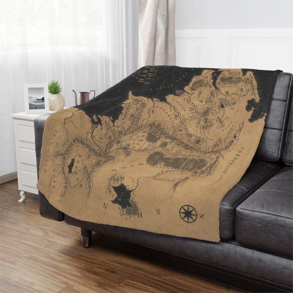 BLACK MIDDLE EARTH MAP Blanket LOTR